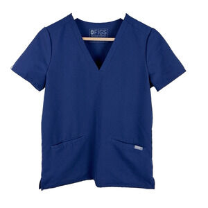 FIGS V-Neck Casma Three Pocket Scrub Top Blue Womens Size XS Career Workwear